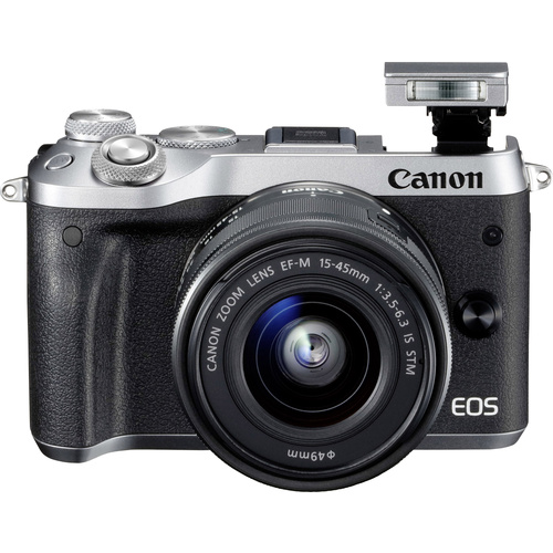 Canon EOS M6 Systemkamera EF-M 15-45 mm IS STM 24.2 Megapixel Silber WiFi, Bluetooth, Full HD Video