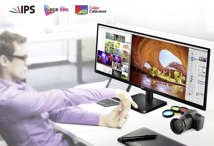 LG Electronics 34UB67-B LCD-Monitor 86.4 cm (34 Zoll) 2560 x 1080 Pixel 21:9 5 ms DisplayPort, HDMI®, DVI, Audio, stereo (3.5 mm Klinke), USB-A (US