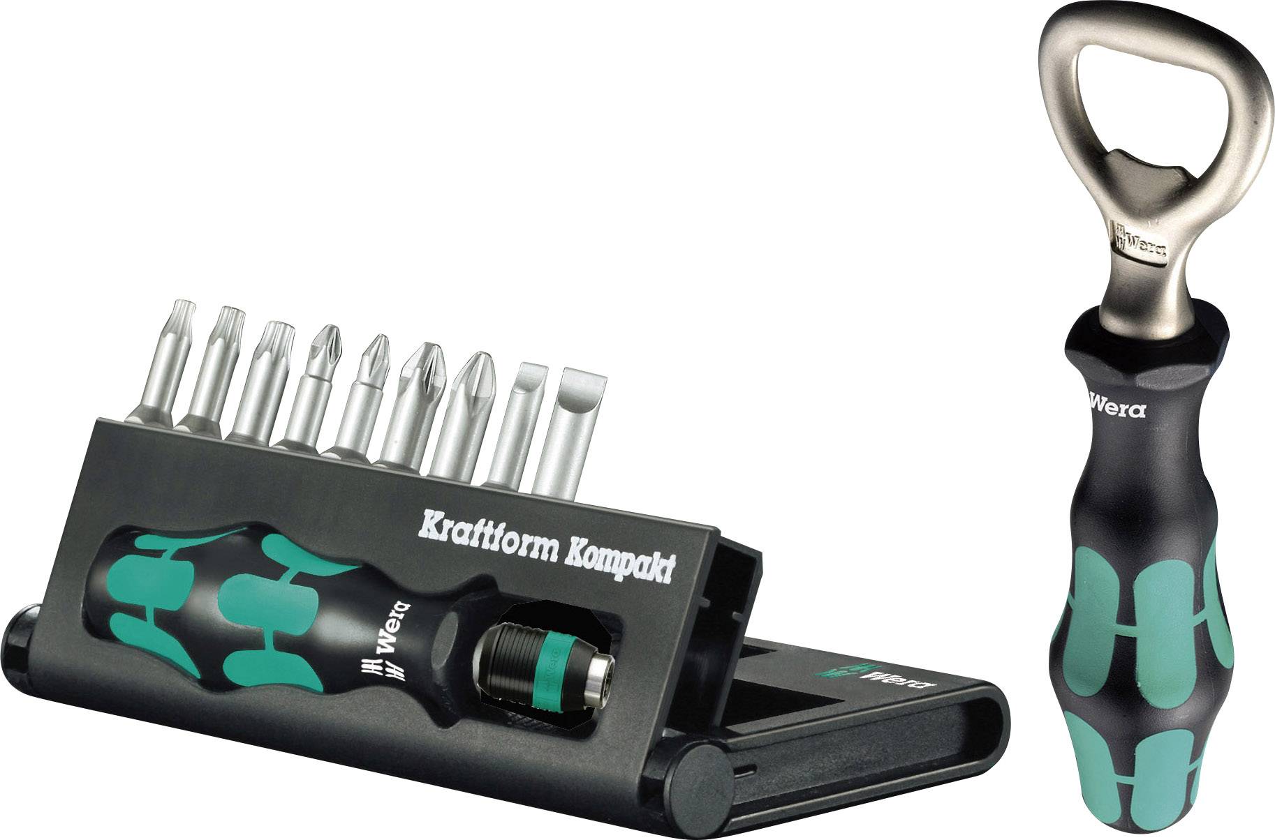 Wera Kraftform Kompakt 10 Bit-Set Schlitz, Kreuzschlitz Phillips, Kreuzschlitz Pozidriv, Innen-TORX