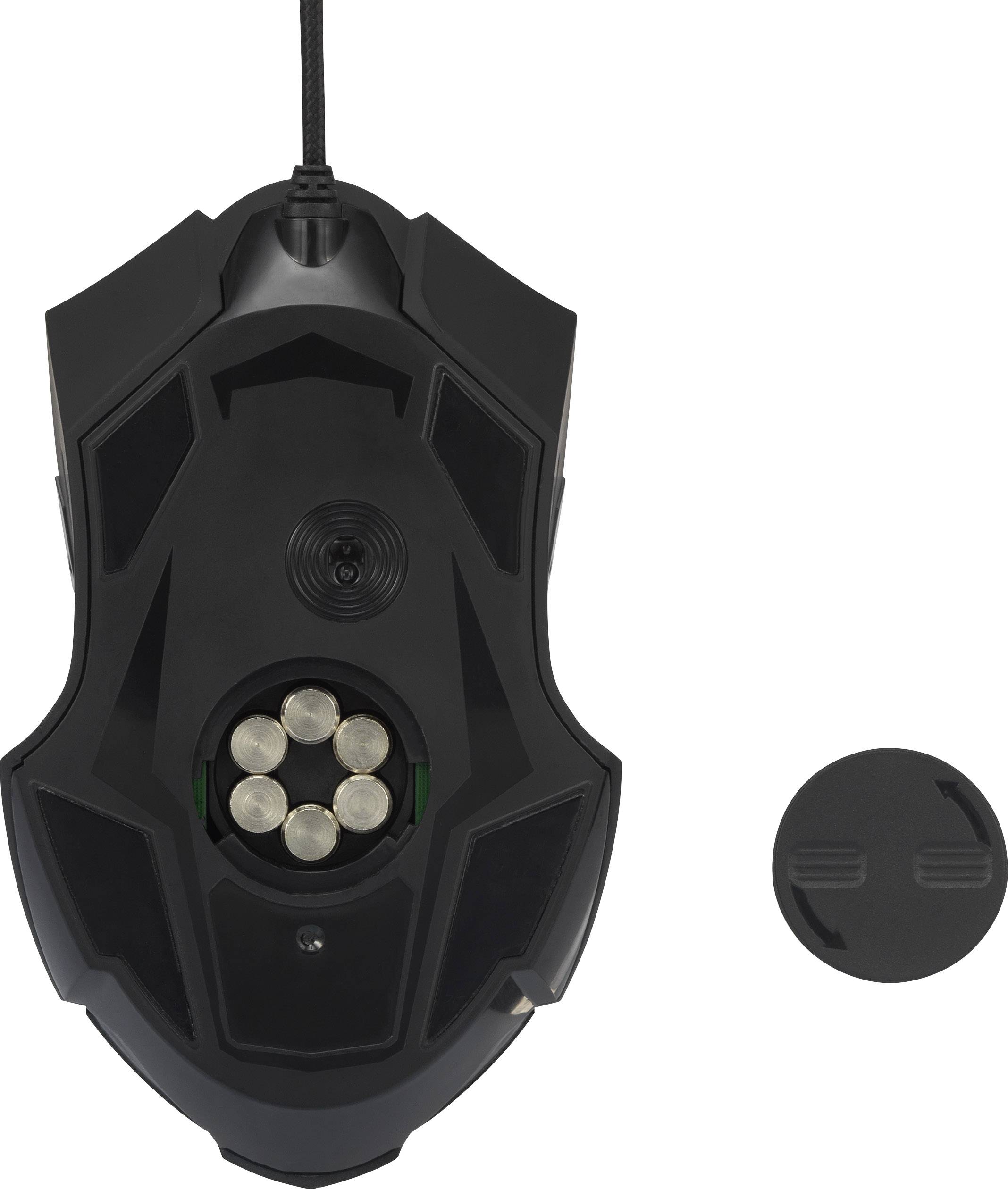 Renkforce RF-GM-PR01 USB Gaming-Maus Laser Beleuchtet, Integriertes Scrollrad, Gewichts-Tuning Schwarz