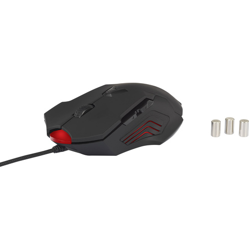 Renkforce RF-GM-PR01 USB Gaming-Maus Laser Beleuchtet, Integriertes Scrollrad, Gewichts-Tuning Schwarz