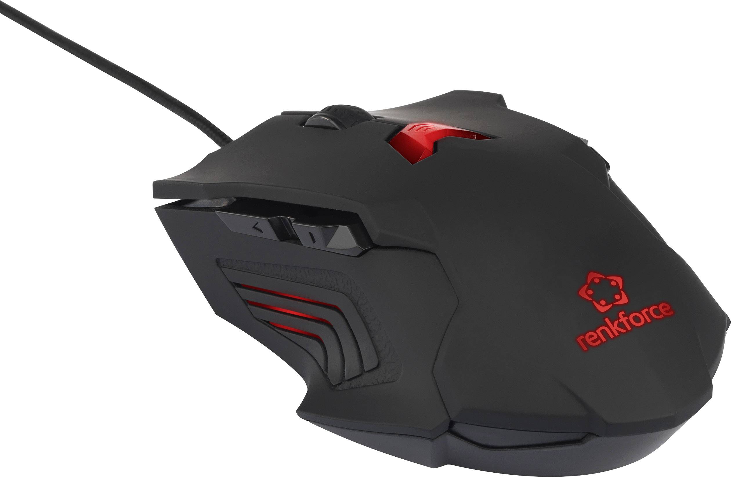 Renkforce RF-GM-PR01 USB Gaming-Maus Laser Beleuchtet, Integriertes Scrollrad, Gewichts-Tuning Schwarz