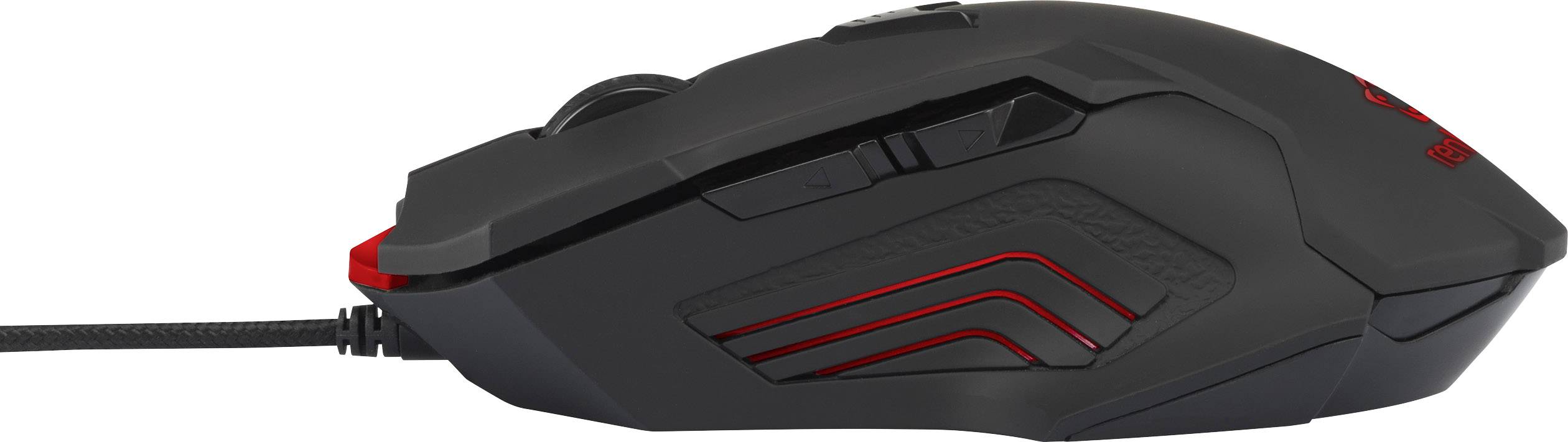 Renkforce RF-GM-PR01 USB Gaming-Maus Laser Beleuchtet, Integriertes Scrollrad, Gewichts-Tuning Schwarz
