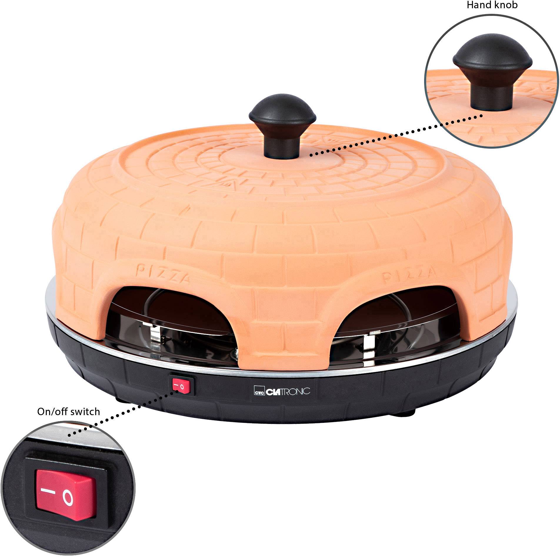 Clatronic PO 3682 Pizzaofen Terracotta, Schwarz