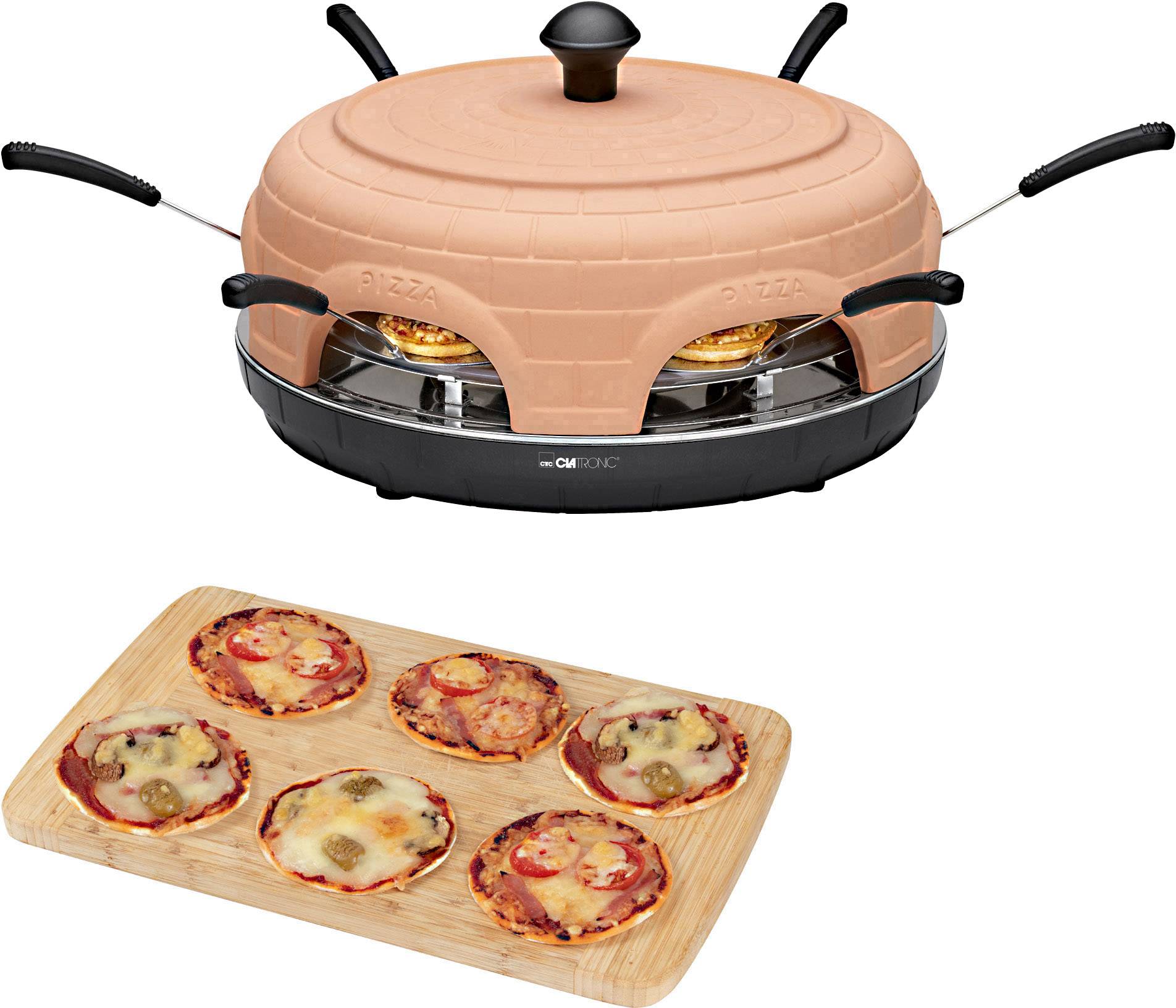 Clatronic PO 3682 Pizzaofen Terracotta, Schwarz