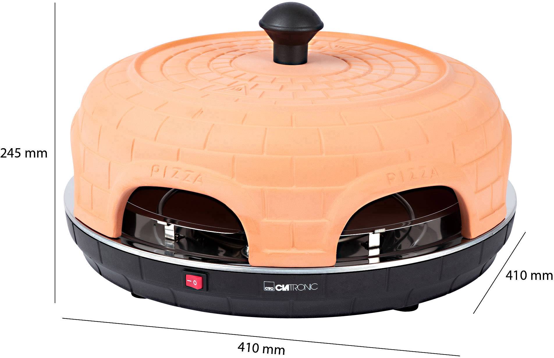 Clatronic PO 3682 Pizzaofen Terracotta, Schwarz