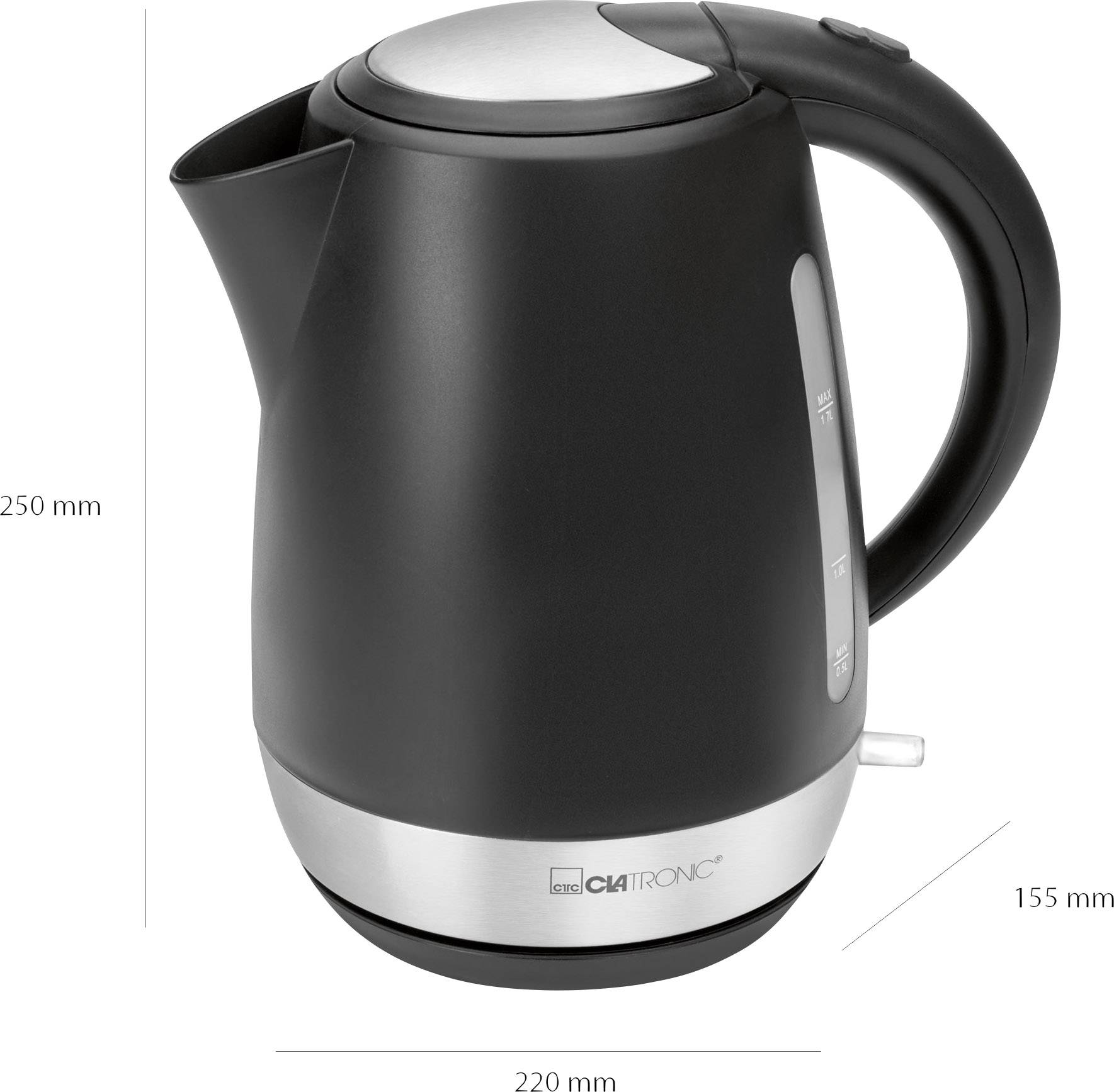 Clatronic WK 3691 Wasserkocher schnurlos Schwarz