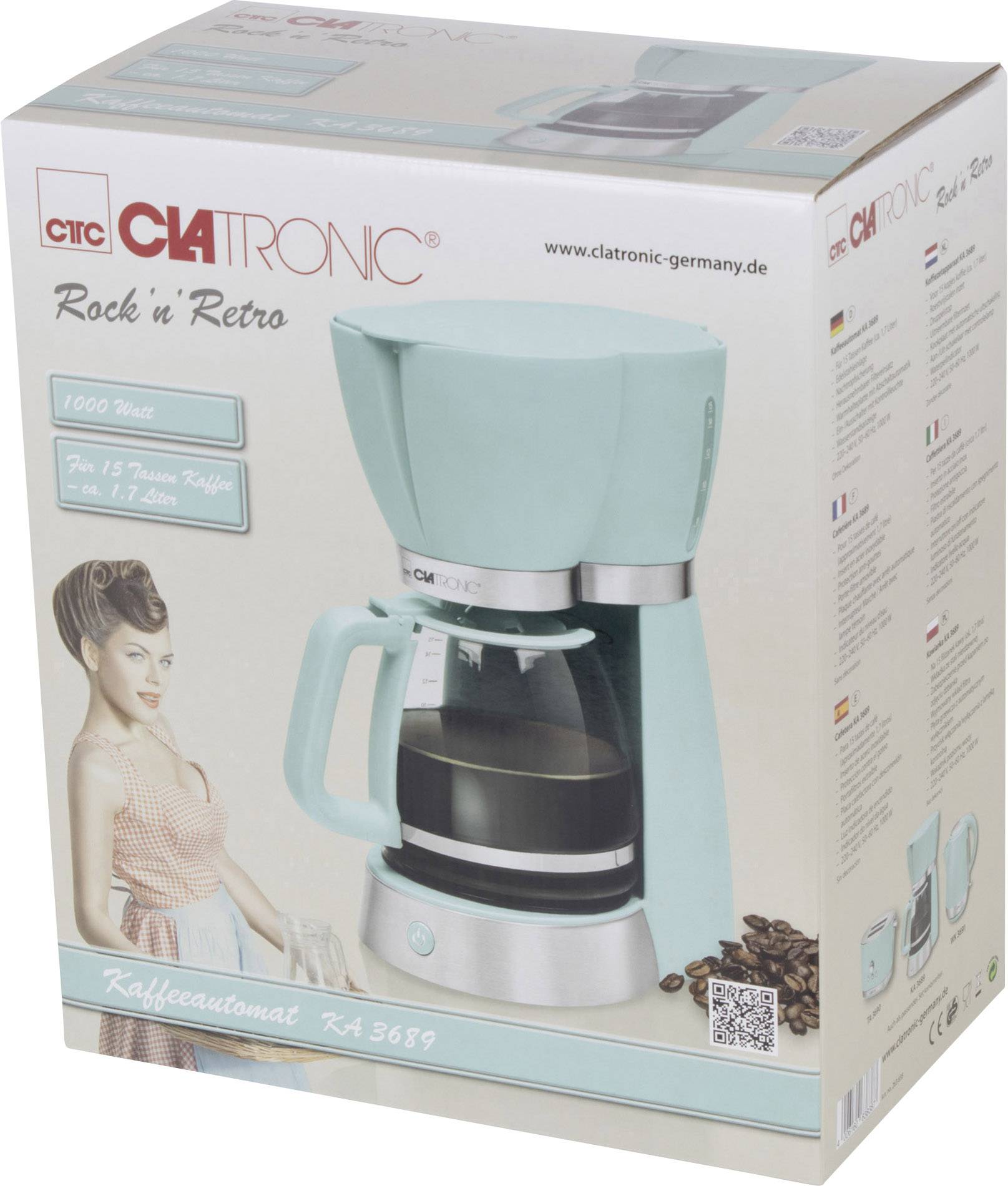Clatronic KA 3689 Kaffeemaschine Mint Fassungsvermögen Tassen=15