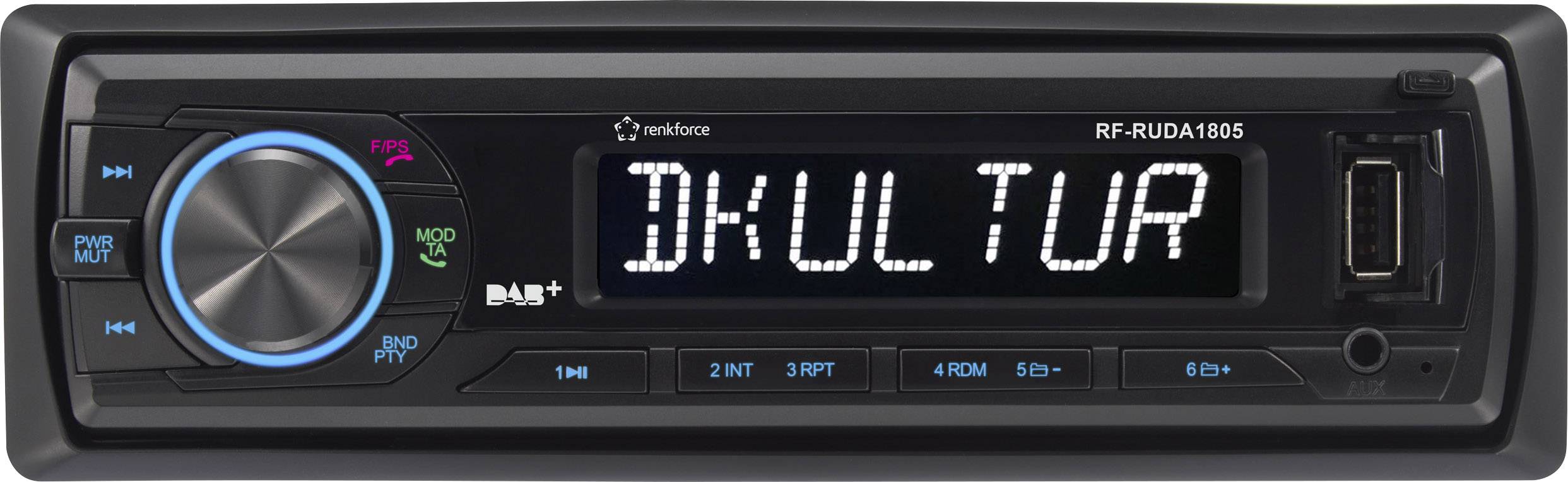 Renkforce RUDAB-1805 Autoradio DAB+ Tuner, inkl. DAB-Antenne, Bluetooth®-Freisprecheinrichtung