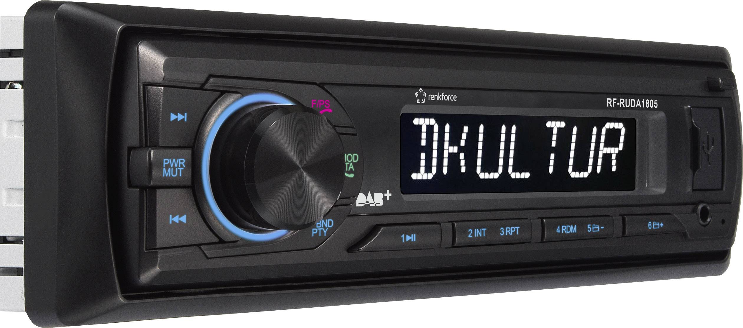 Renkforce RUDAB-1805 Autoradio DAB+ Tuner, inkl. DAB-Antenne, Bluetooth®-Freisprecheinrichtung