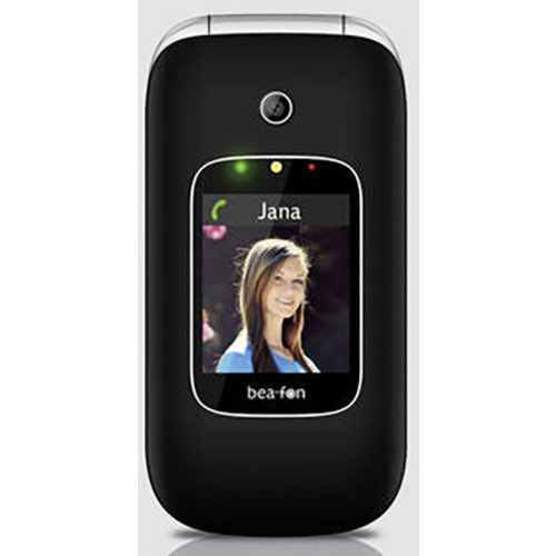 beafon SL590 Téléphone portable à clapet pour séniors avec station de charge, Touche SOS noir, argent