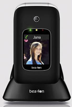 Beafon SL590 Senioren-Klapp-Handy mit Ladestation, SOS Taste Schwarz, Silber