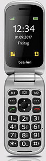 Beafon SL590 Senioren-Klapp-Handy mit Ladestation, SOS Taste Schwarz, Silber