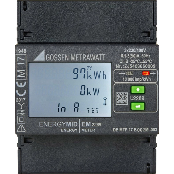Gossen Metrawatt EM2289 S0 U2289-V012 Drehstromzähler digital MID-konform: Ja 1St. Gossen Metrawatt EM2289 S0 U2289-V012 Drehstromzähler digital MID-konform: Ja 1St.