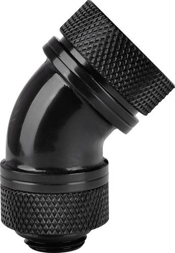 Pacific G1/4 PETG Tube 45-Degree Compression 16mm OD – Black Wasserkühlung-Winkelverb