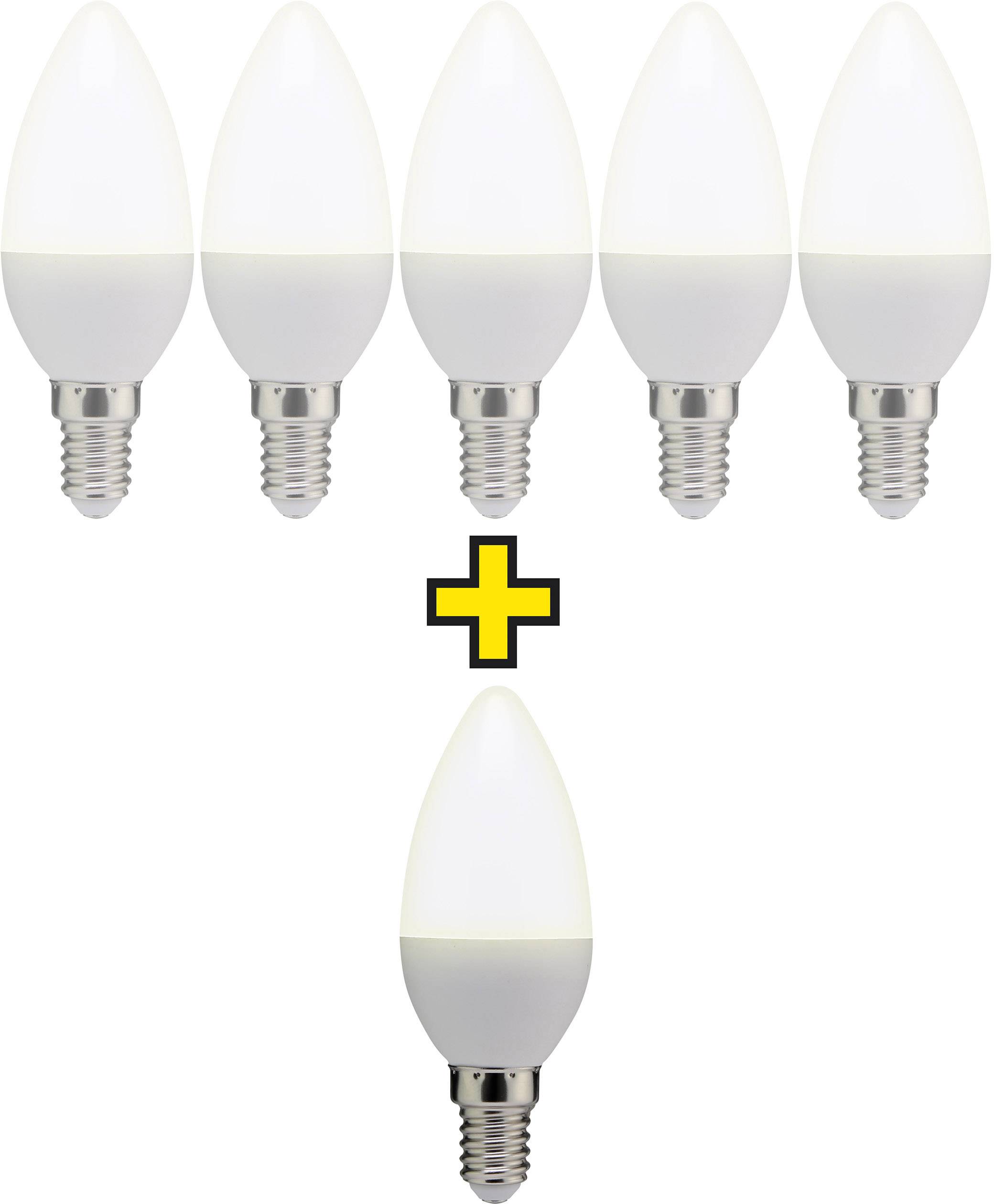 Basetech LED EEK A+ (A++ - E) E14 Kerzenform 3.5 W = 25 W Warmweiß (Ø x L) 37 mm x 100 mm 6 St.