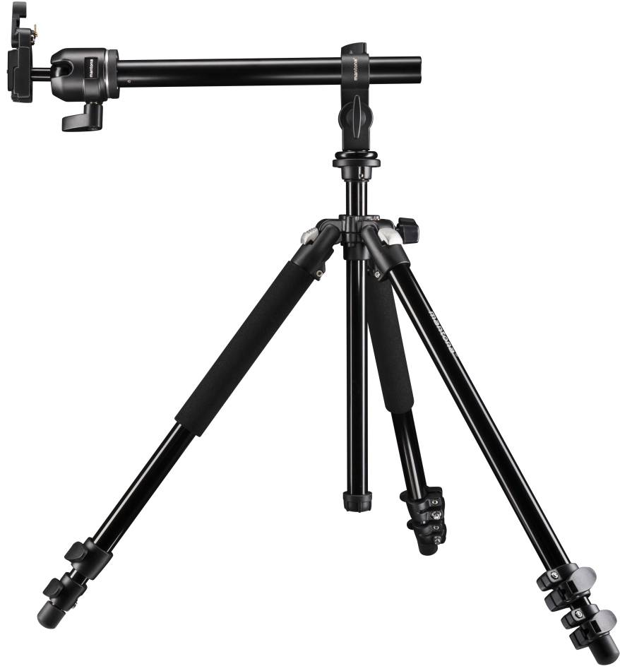 Mantona Dreibeinstativ 3/8 Zoll Arbeitshöhe=60 - 157 cm Schwarz inkl. Tasche, 3D-Neiger, Kugelkopf