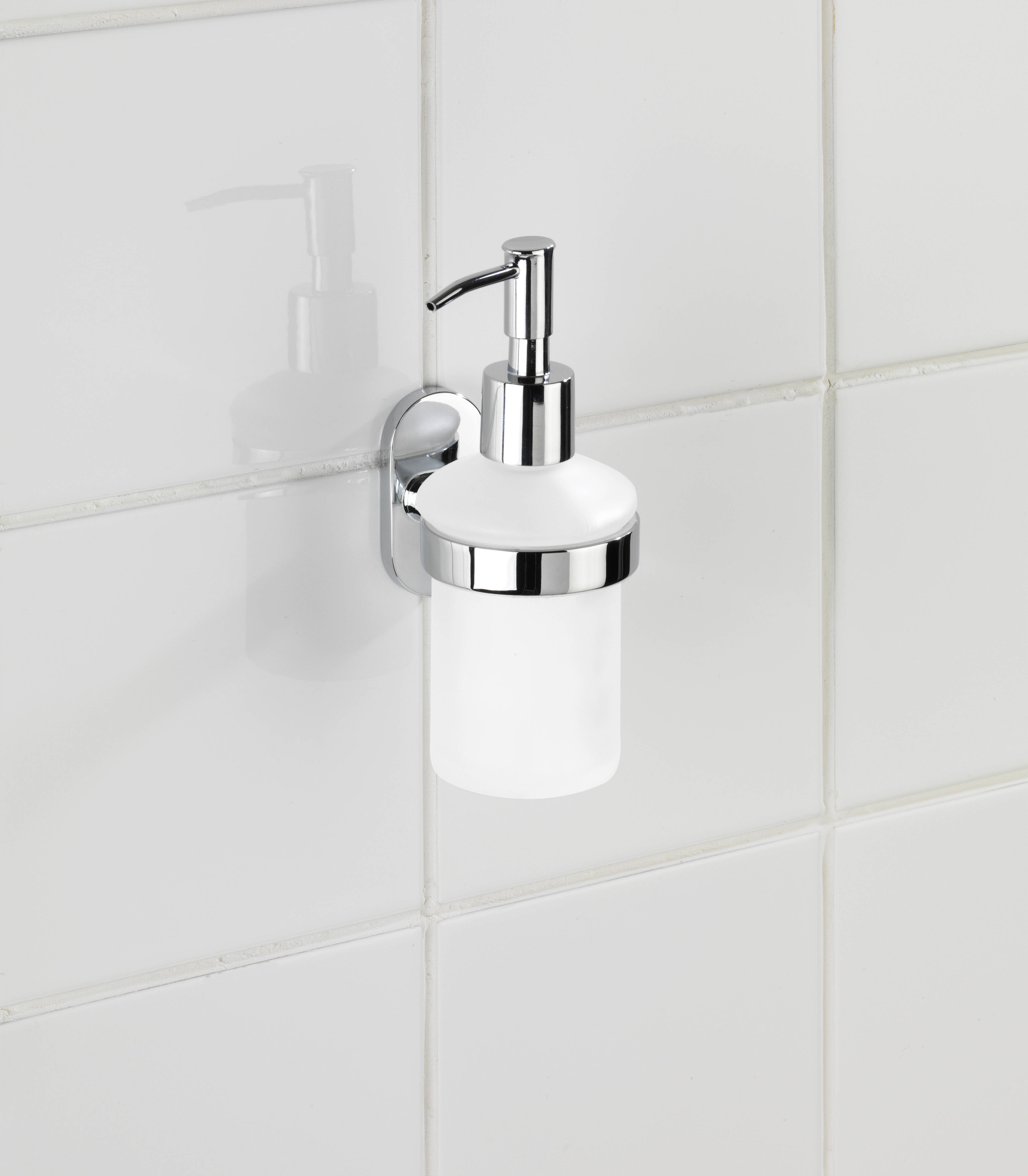 Wenko Seifenspender Puerto Rico Power-Loc 22283100 Chrom, Glas satiniert