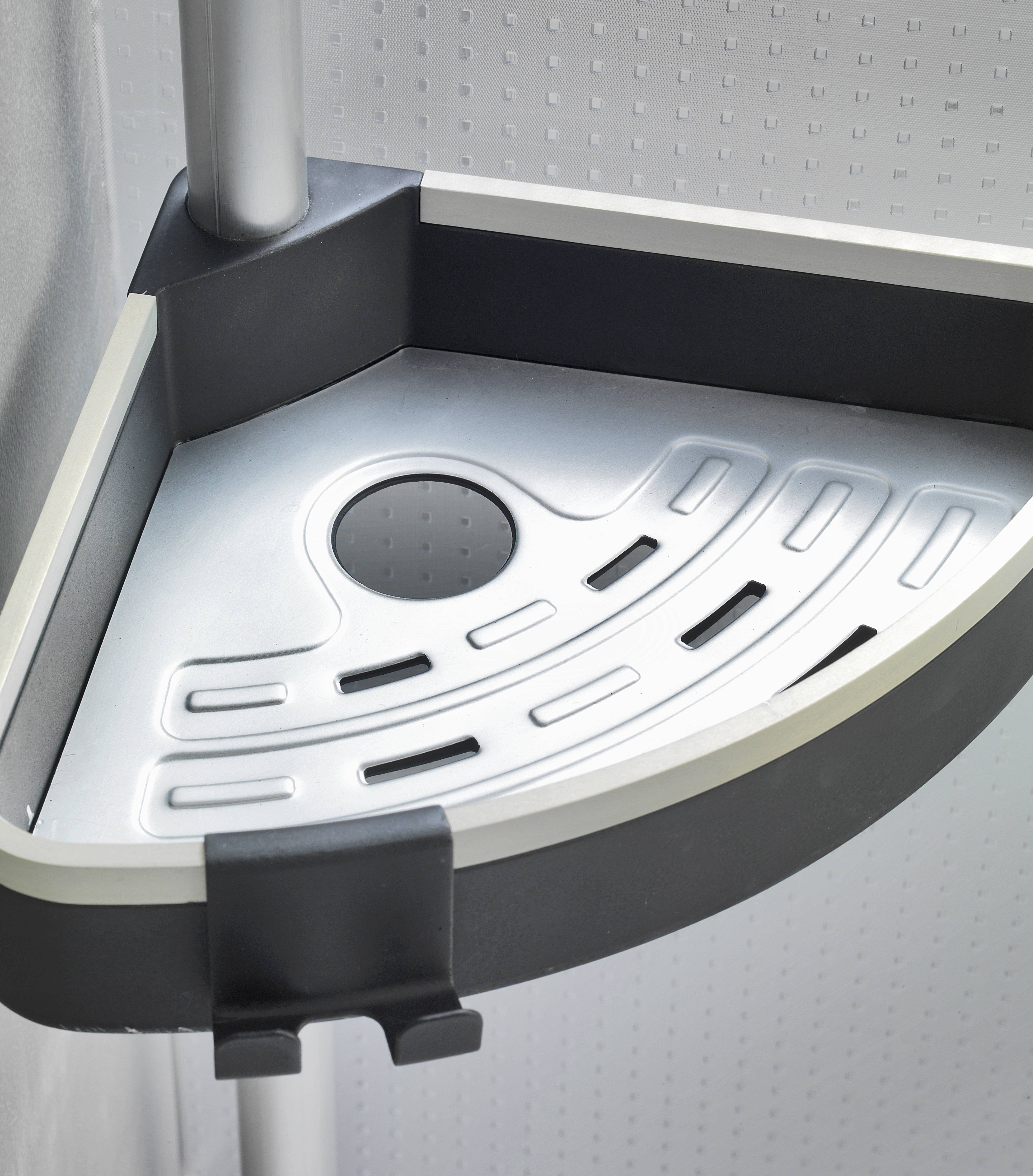 Wenko 22827100 Wave Duschecke  Aluminium, Kunststoff Silber, Schwarz ausziehbar, rostfrei 1 St.