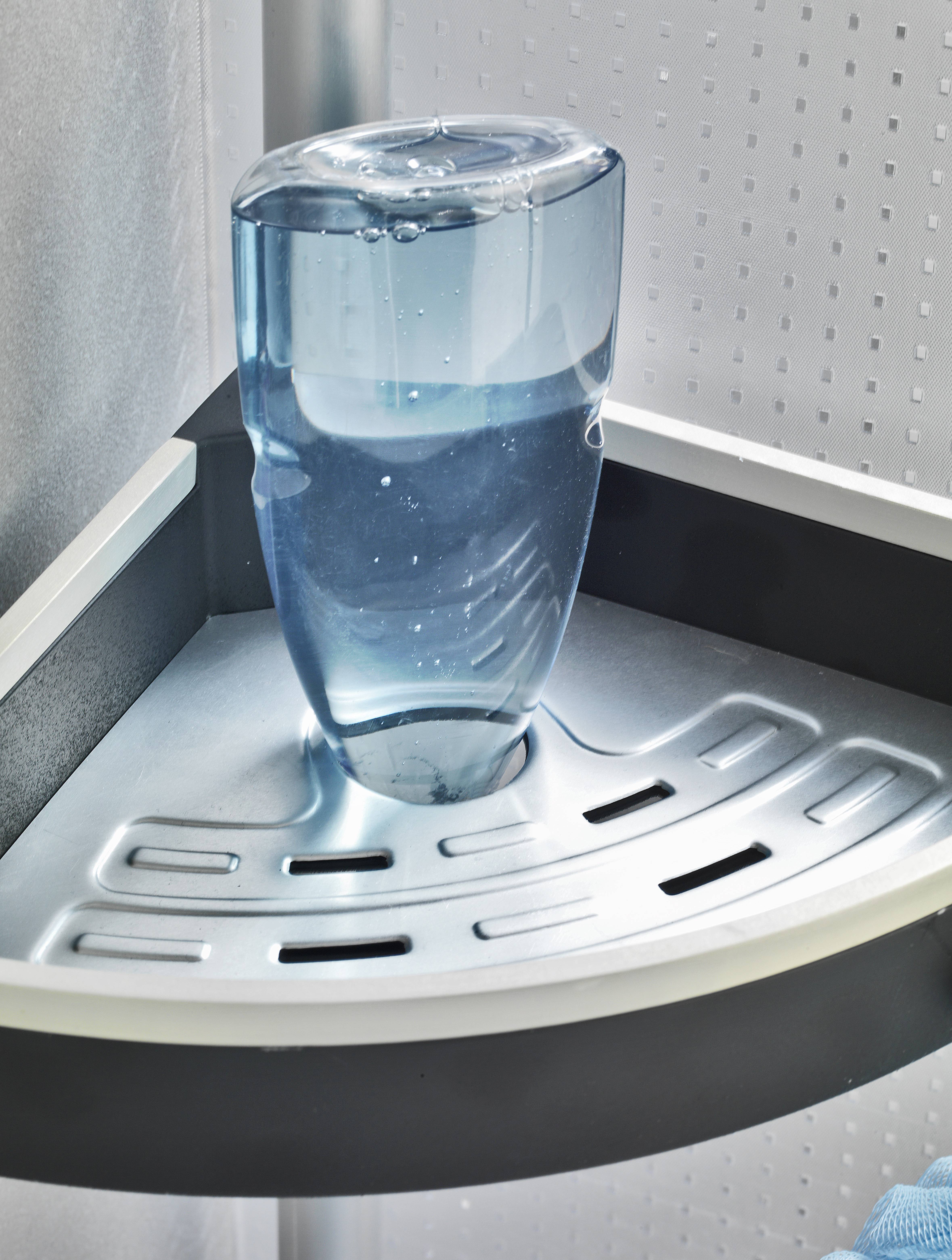 Wenko 22827100 Wave Duschecke  Aluminium, Kunststoff Silber, Schwarz ausziehbar, rostfrei 1 St.