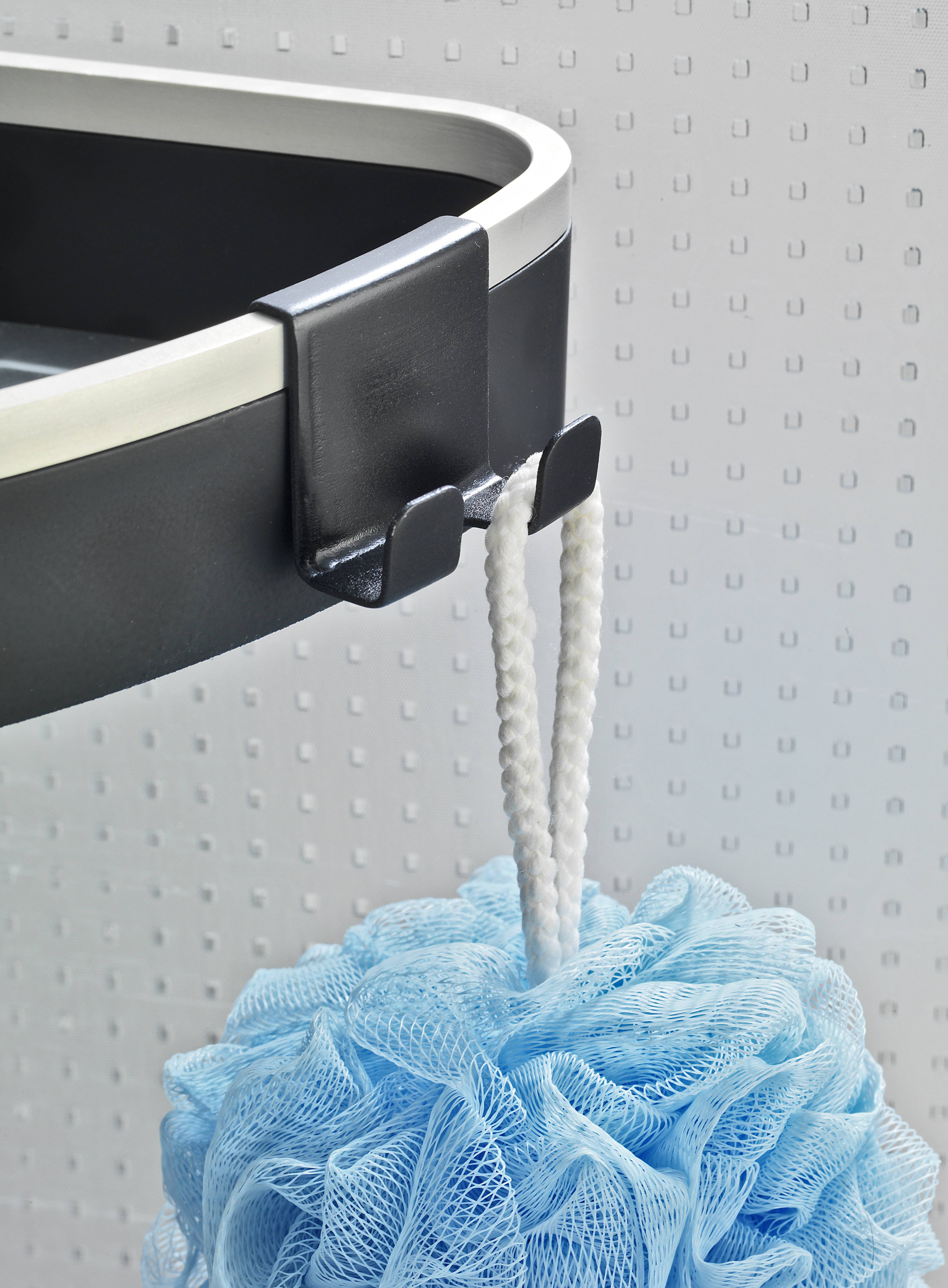 Wenko 22827100 Wave Duschecke  Aluminium, Kunststoff Silber, Schwarz ausziehbar, rostfrei 1 St.