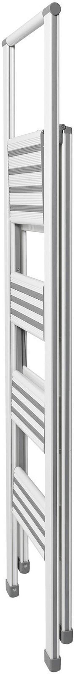 Wenko Alu-Design Klapptrittleiter 4-stufig Weiß, Haushaltsleiter 601017100