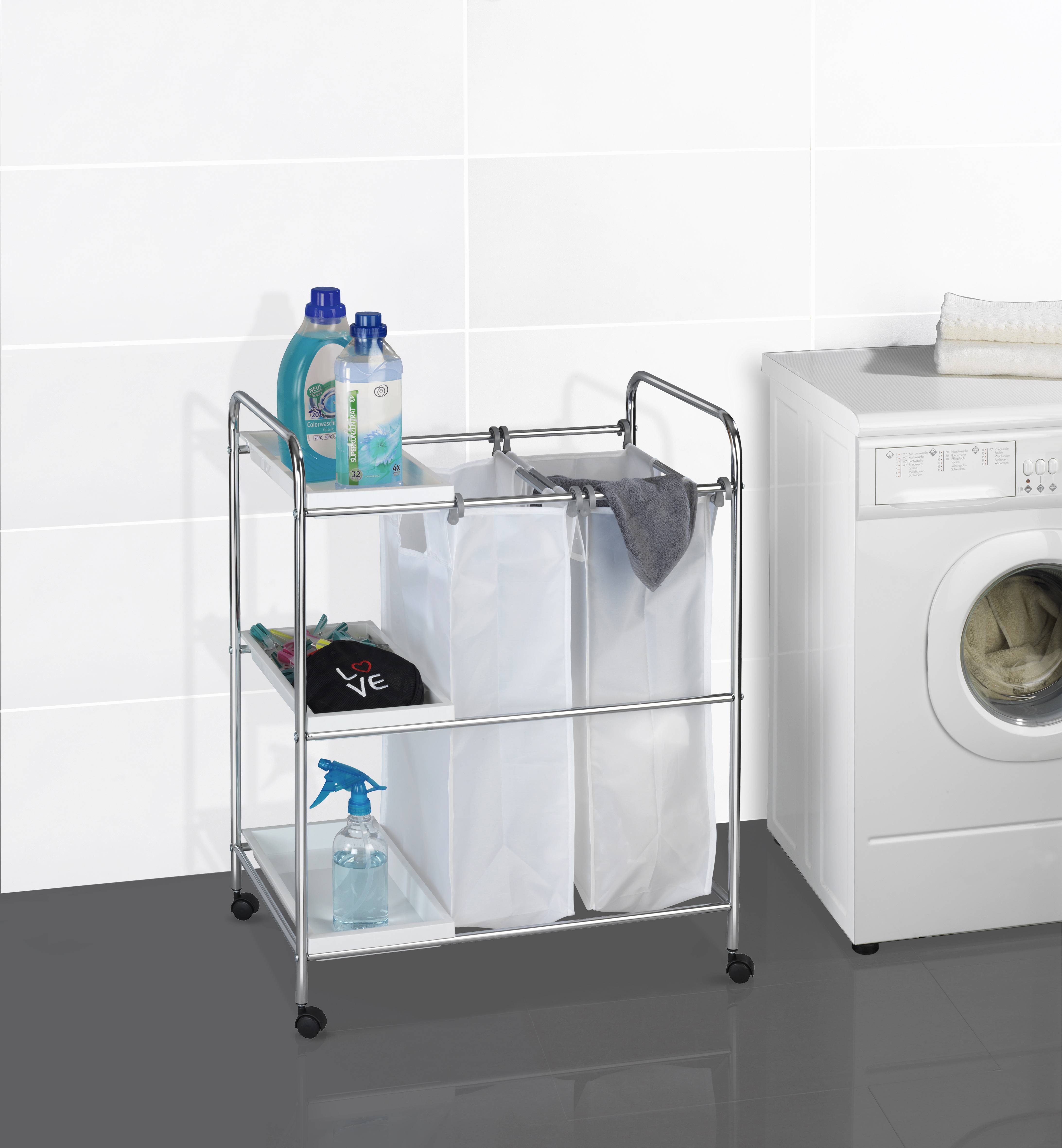 Wenko Wäschewagen Arona, 3 Ablagen, 2 Wä