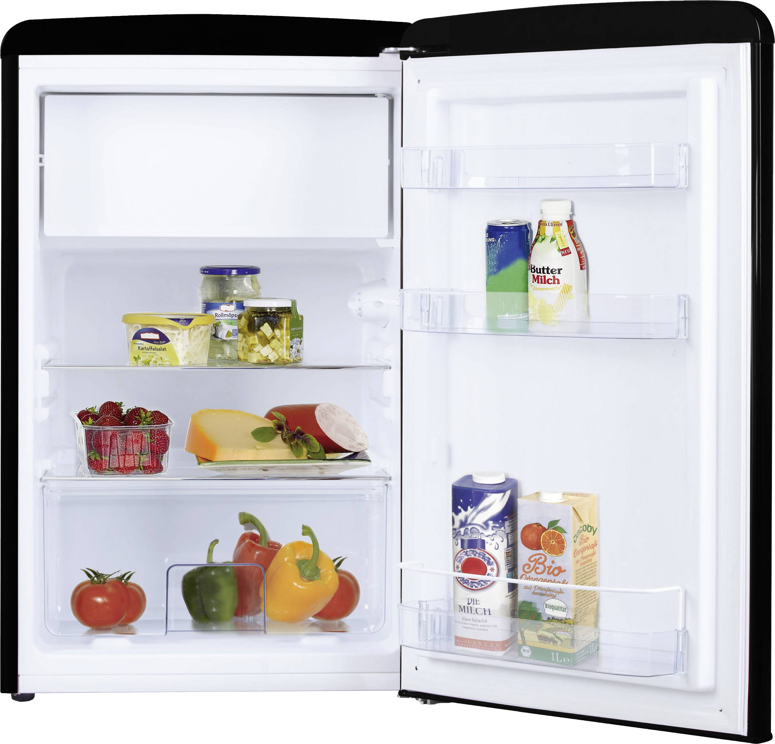 Amica KS15614S Retro Kühlschrank EEK: E (A - G) 106 l Standgerät Schwarz