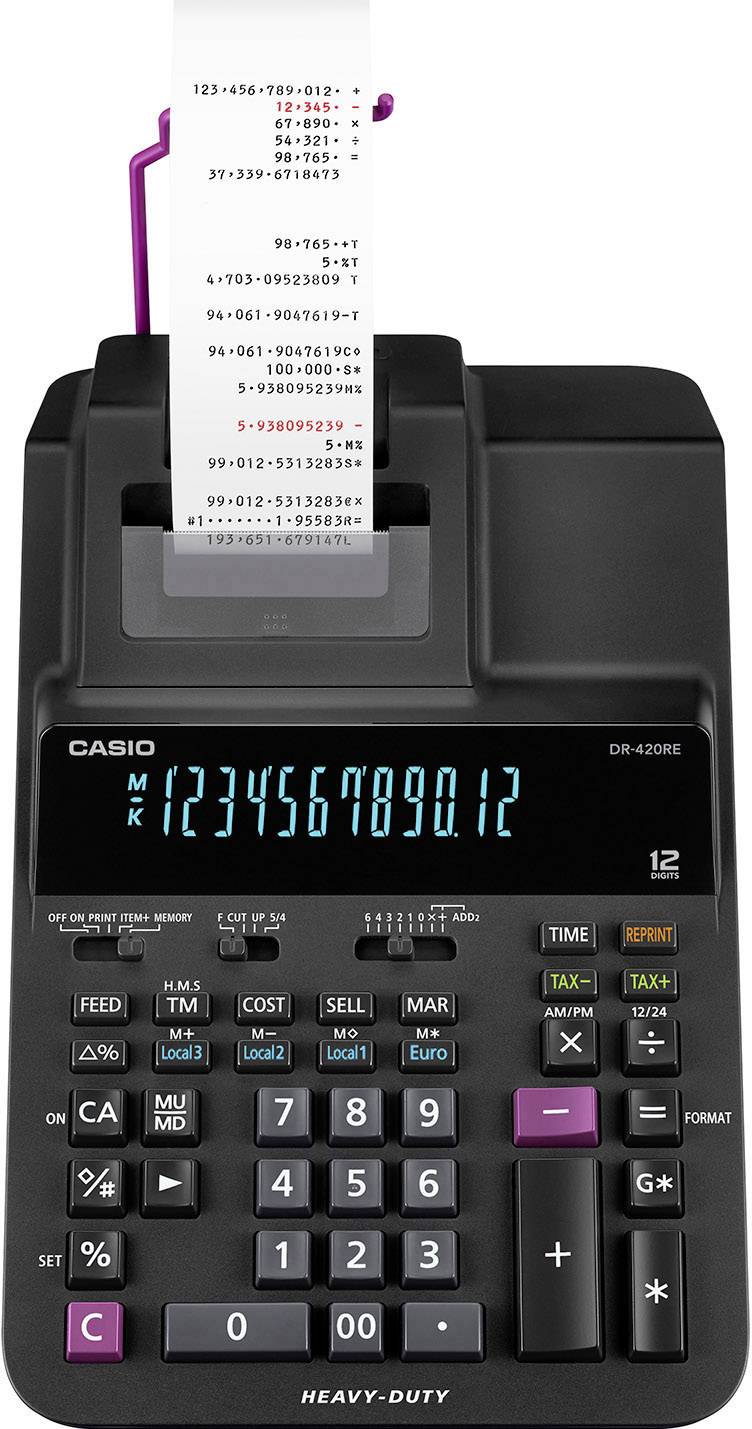 Casio DR-420RE Druckender Tischrechner Schwarz Display (Stellen): 12 netzbetrieben (B x H x T) 205 x 84 x 341 mm