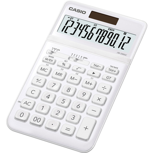 Calculatrice de bureau Casio JW-200SC blanc solaire, à pile(s)