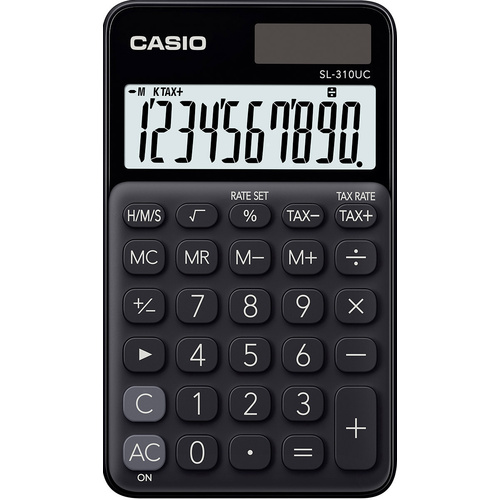 Casio SL-310UC-BK Taschenrechner Schwarz Display (Stellen): 10 solarbetrieben, batteriebetrieben