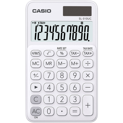 Casio SL-310UC Taschenrechner Weiß Display (Stellen): 10 solarbetrieben, batteriebetrieben (B x H x