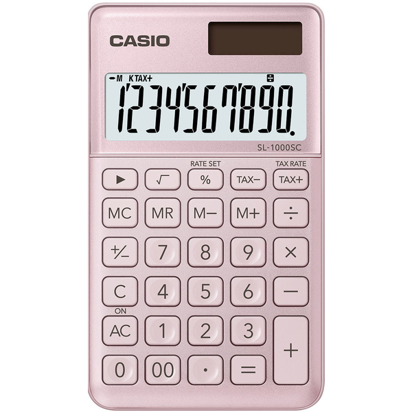 Calculatrice de poche Casio SL-1000SC rose solaire, à pile(s)