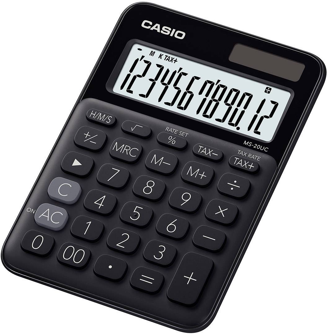 Casio MS-20UC Tischrechner Schwarz Display (Stellen): 12 solarbetrieben, batteriebetrieben (B x H x T) 105 x 23 x 149.5 mm