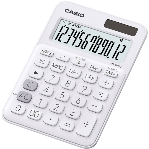 Casio MS-20UC Tischrechner Weiß Display (Stellen): 12solarbetrieben, batteriebetrieben (B x H x T) 105 x 23 x 149.5mm