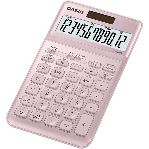 Calculatrice de bureau Casio JW-200SC rose solaire, à pile(s)