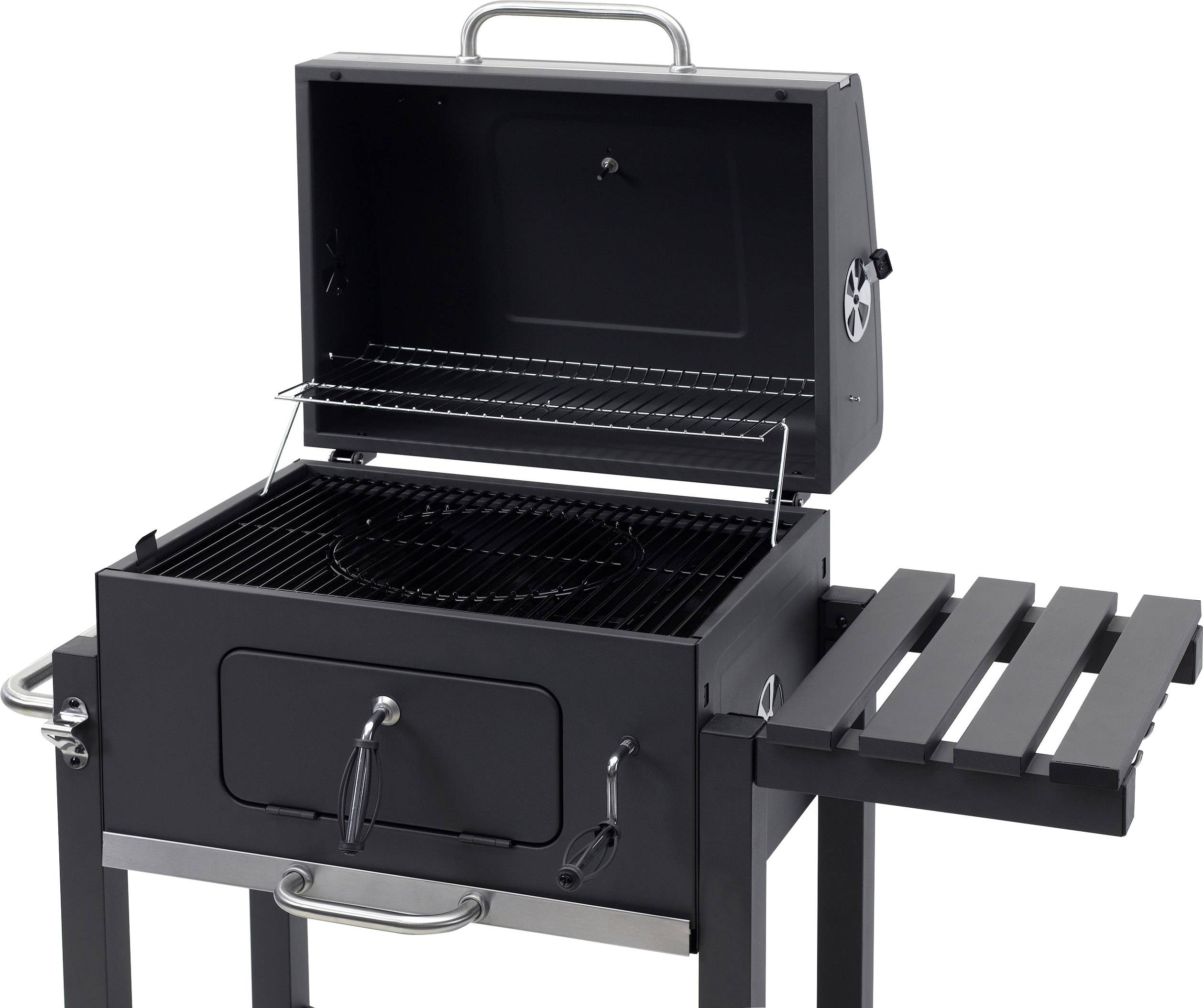 tepro Garten Toronto Click Grillwagen Holzkohle-Grill Thermometer im Deckel Schwarz, Edelstahl