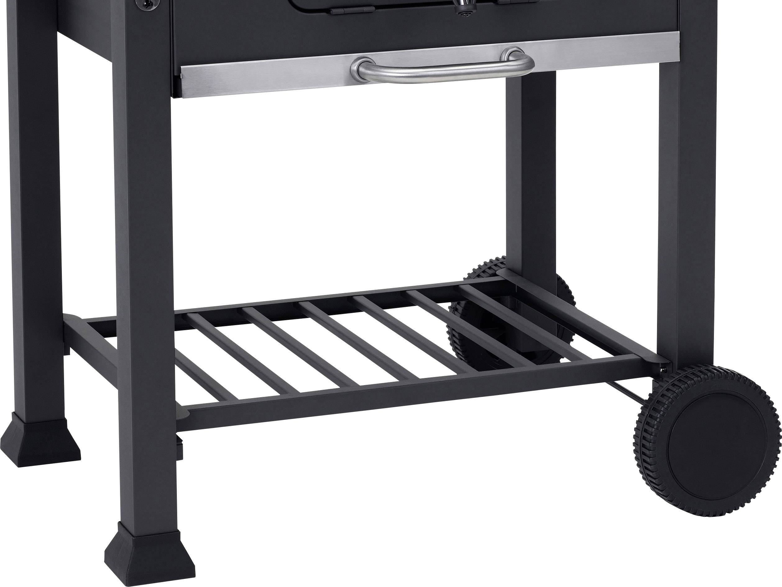 tepro Garten Toronto Click Grillwagen Holzkohle-Grill Thermometer im Deckel Schwarz, Edelstahl