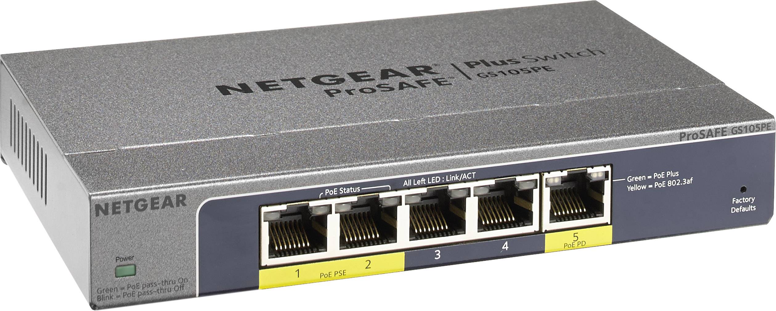 NETGEAR GS105PE-10000S GS105PE-10000S Netzwerk Switch 5 Port PoE-Funktion