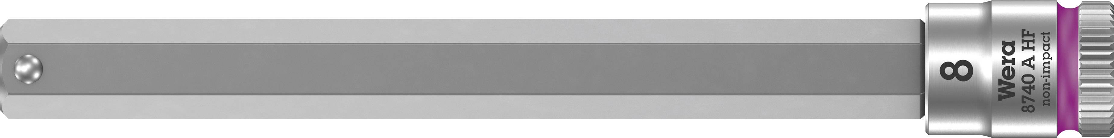 Metallschraubenschlüssel mit dunklem Griff und silbernem Metallkopf. Auf dem Kopf steht '8', daneben Markenzeichen 'WERA'.