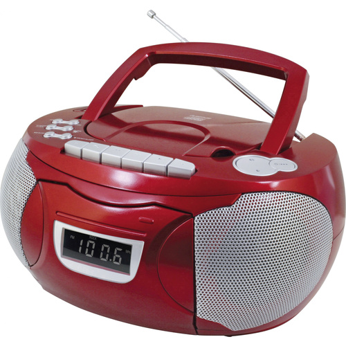 SoundMaster SCD 5750 FM Radio/CD CD, Tape, FM, USB Recording mode, incl. microphone Red