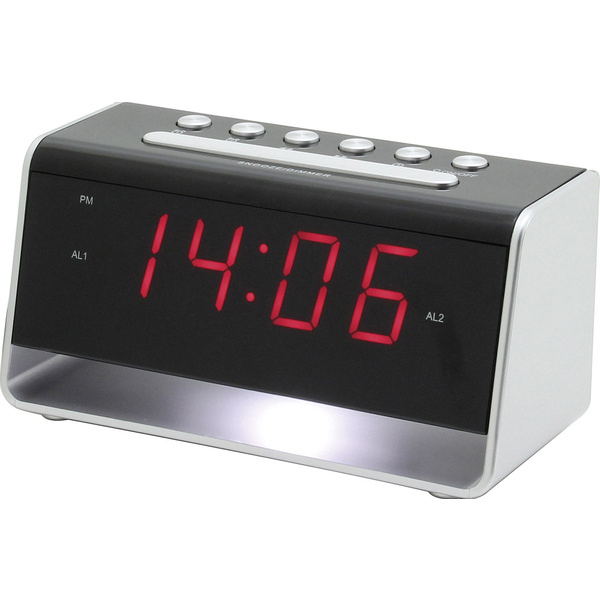 soundmaster UR8100SI Electronic Alarm clock Silver, Black Alarm times 2