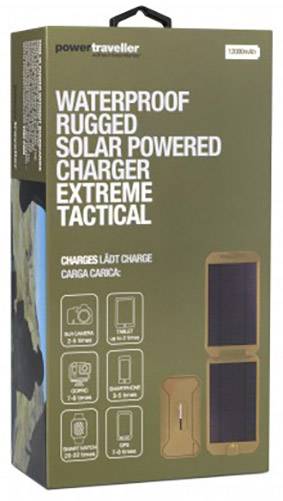 Power Traveller Powerbank Solar Extreme Tactical PTL-EXT001 TAC Solar-Powerbank Ladestrom Solarzelle 1000mA 5W 12000 mAh