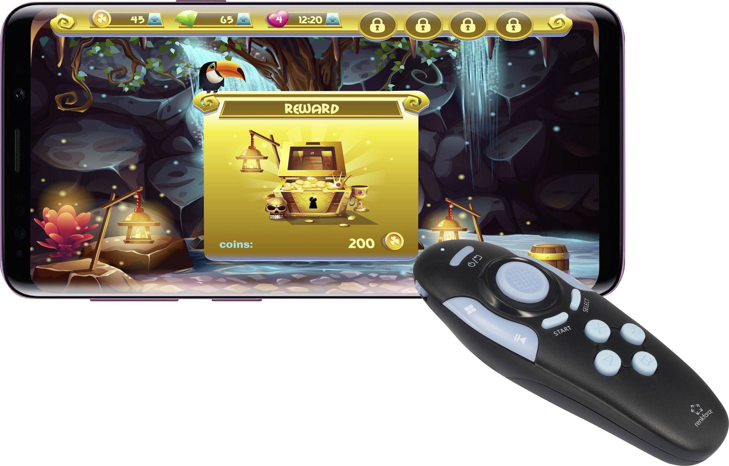 Renkforce  Controller PC, iOS, Android Schwarz, Blau