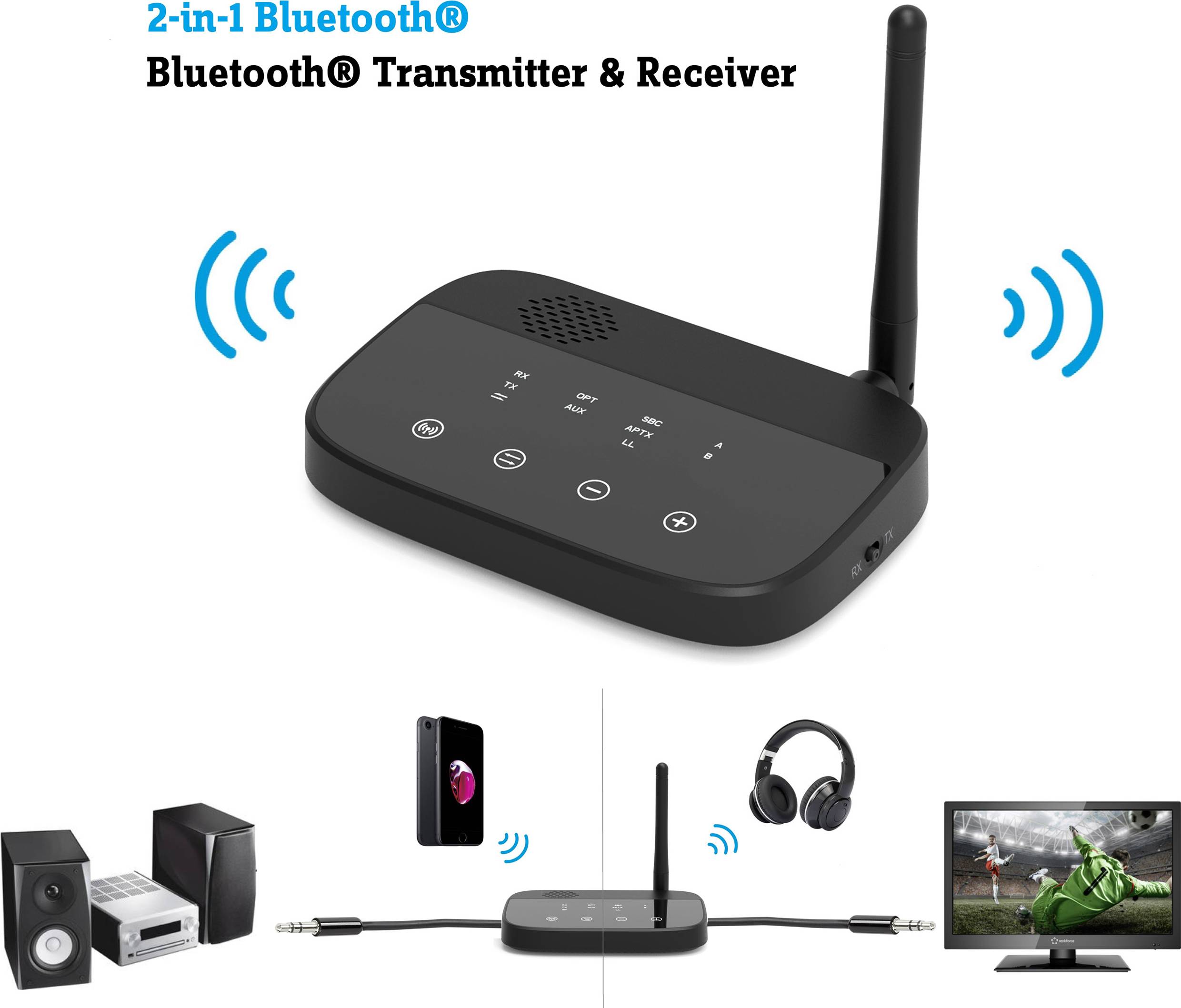 Renkforce BTHP-100 Bluetooth® Musik-Sender/Empfänger Bluetooth Version: 4.2, aptX®, SBC 100 m aptX