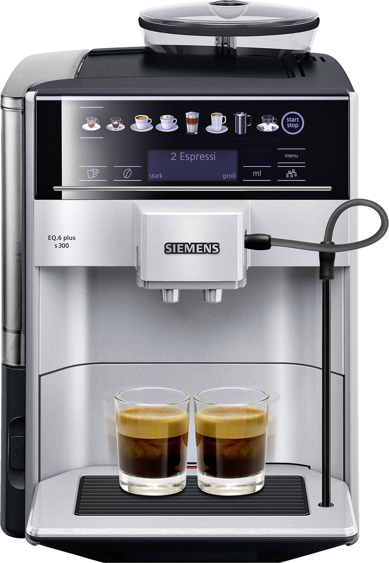 Siemens EQ.6 plus s300 TE653501DE Kaffeevollautomat Edelstahl, Schwarz