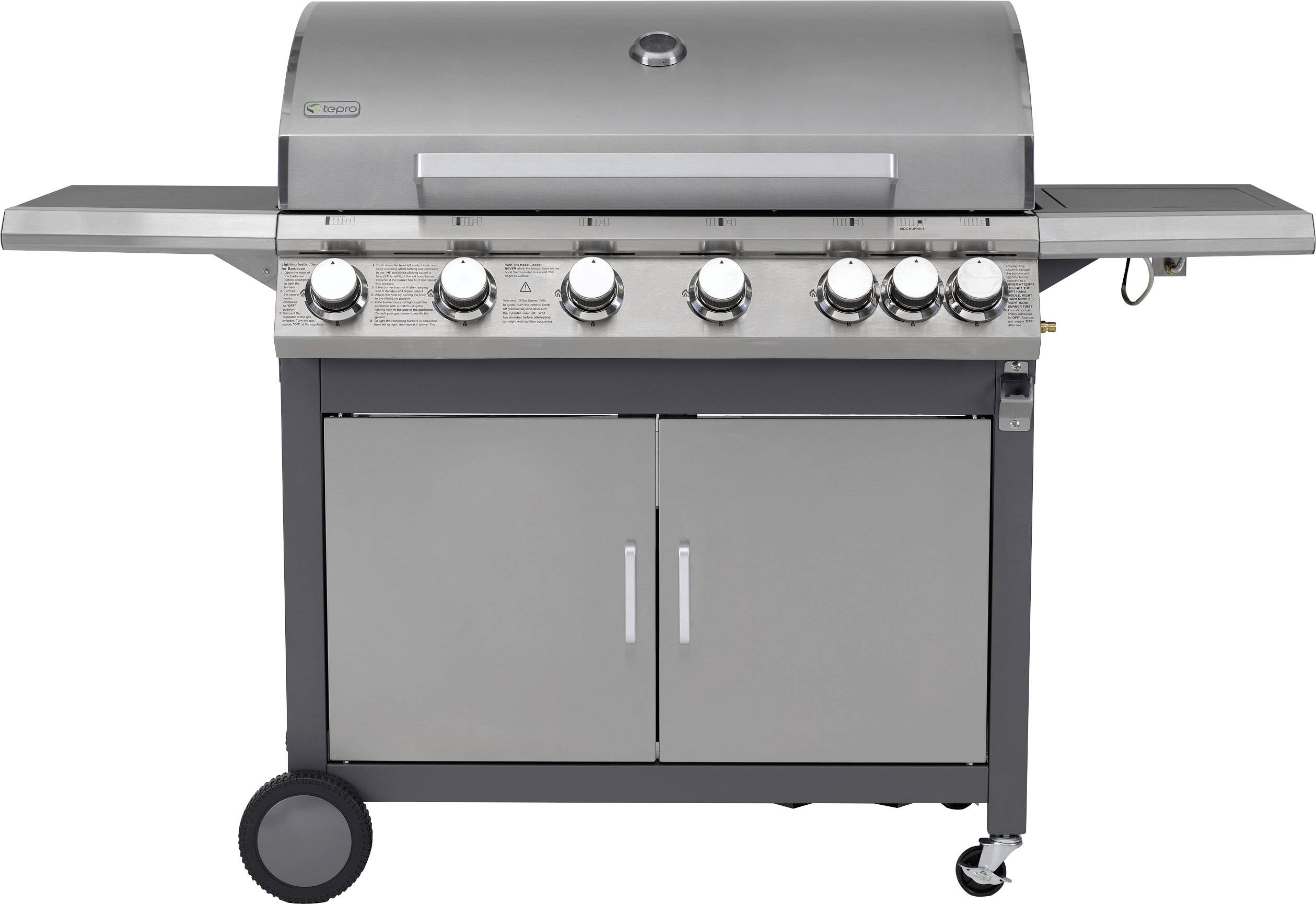 Tepro Garten Highview Grillwagen Gas Grill 6 Brenner Anthrazit