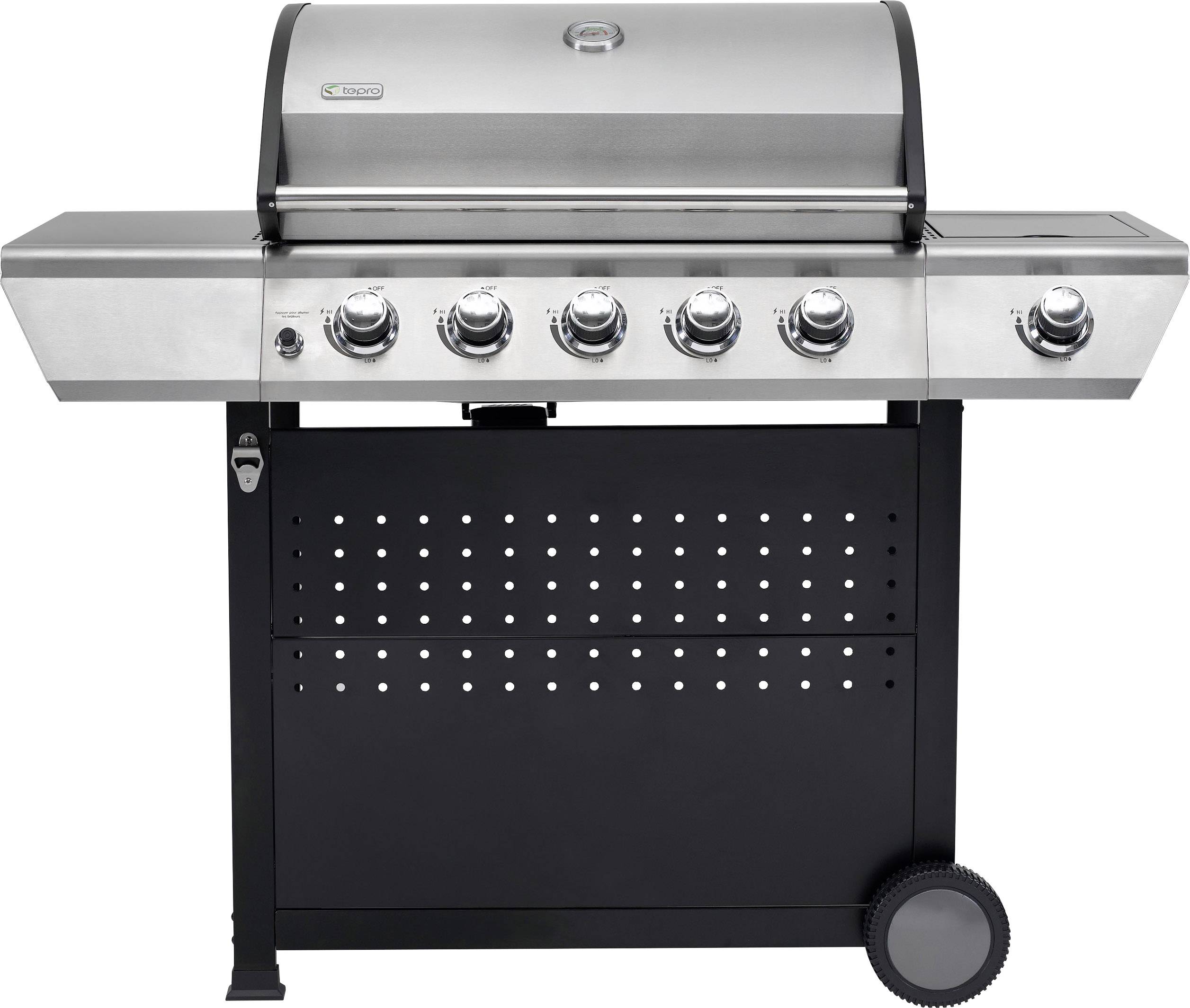 Tepro Garten Radcliff Grillwagen Gas-Grill 5 Brenner Schwarz, Edelstahl