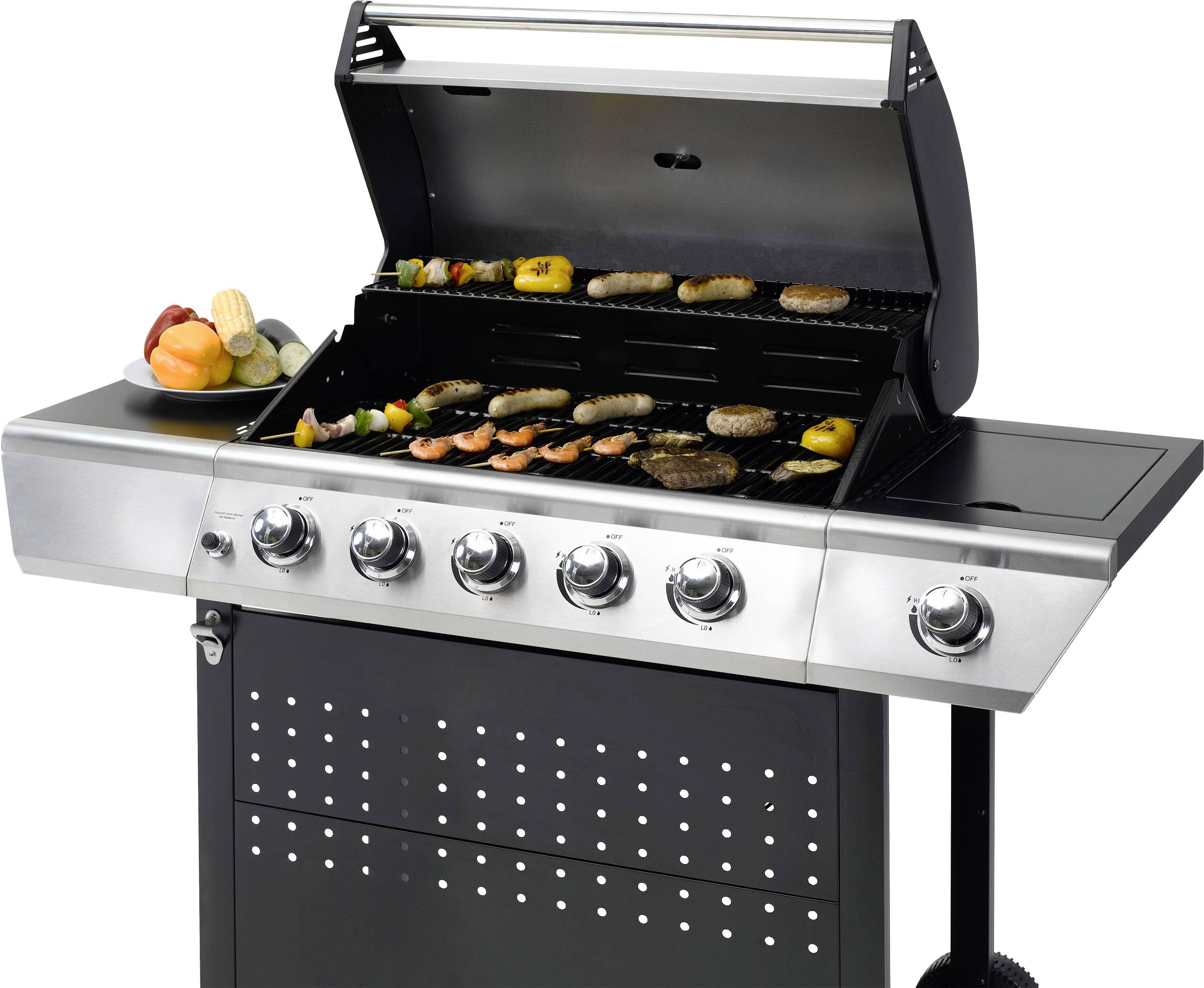Tepro Garten Radcliff Grillwagen Gas-Grill 5 Brenner Schwarz, Edelstahl