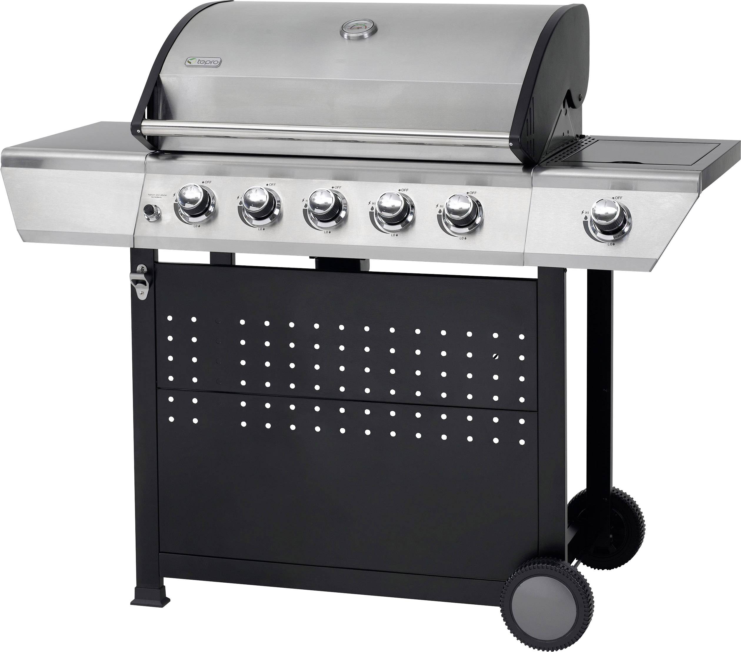 Tepro Garten Radcliff Grillwagen Gas-Grill 5 Brenner Schwarz, Edelstahl
